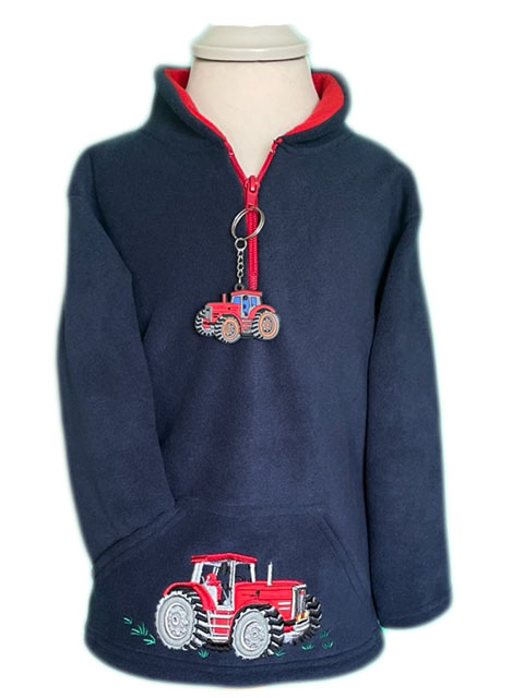 Children's navy feelce with tractor designs