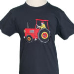Red Tractor Driver T-Shirt -Navy - 8yr