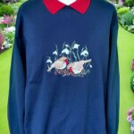 Robins and Snowdrops  on Navy - small